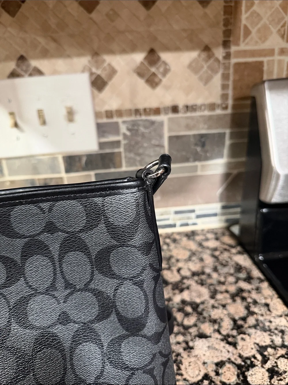 Coach Black Signature Monogram Shoulder Bag